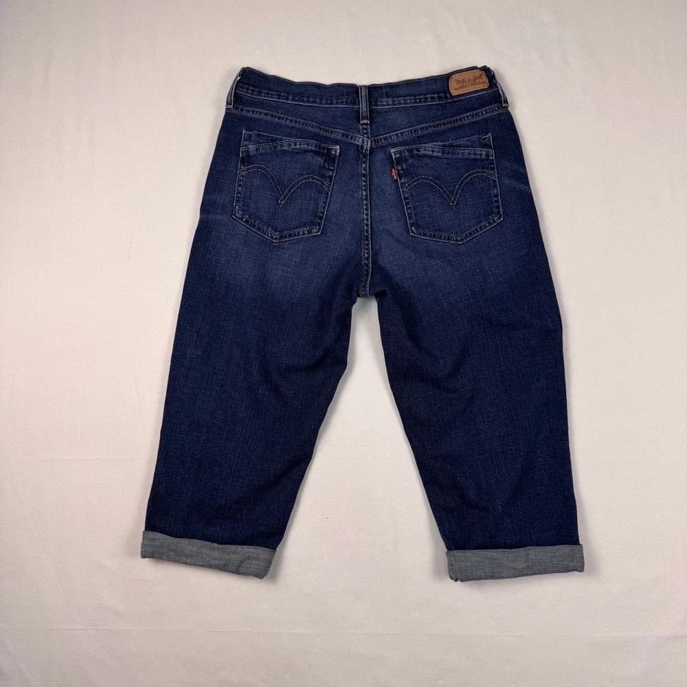 Levi's Capri Jeans Womens 8 Blue Mid Rise Cuffed Denim Pants Cropped